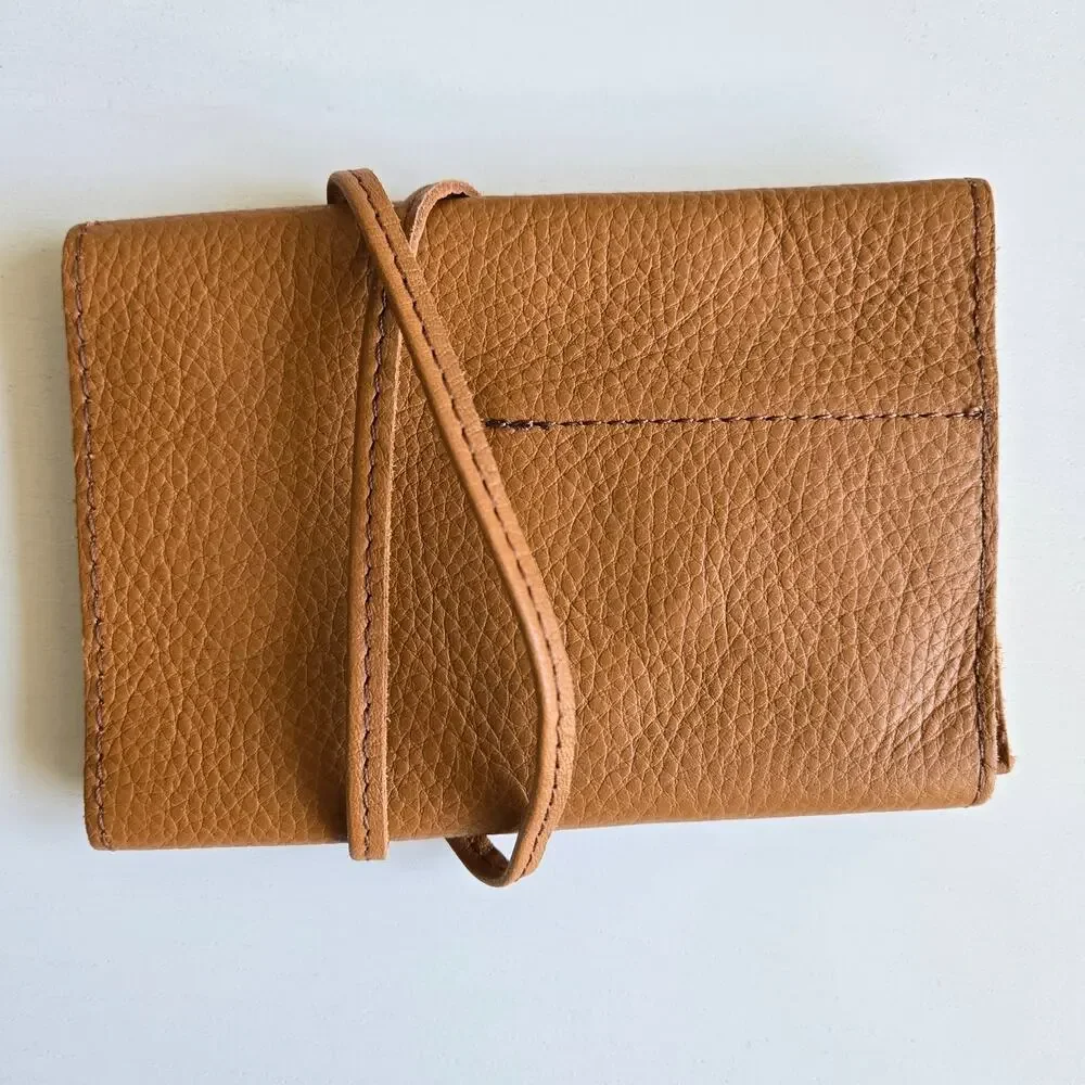 Mark & Graham NEW Leather Charger Rollup Camel Brown Tan with Tie NWOT Monogram